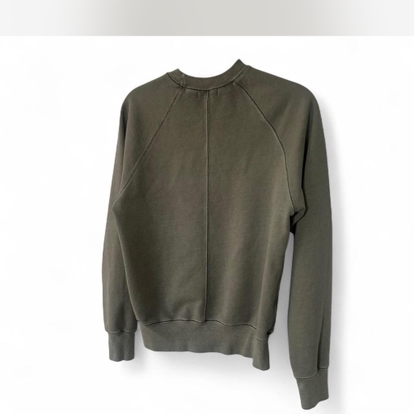 |John Elliot| Men's Fitted Cotton Crewneck Sweater in Washed Olive Green Sz SM - Picture 3 of 7
